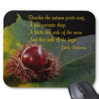 Autumn Leaf and Nut with Dickinson Poem Mouse Pad