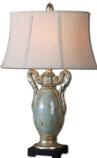 Uttermost Francavilla Crackle Blue Table Lamp with Heavily Antiqued Crackle Blue Ceramic