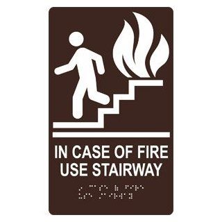 ADA In Case Of Fire Use Stairway Braille Sign RRE 235 WHTonDKBN  Business And Store Signs 