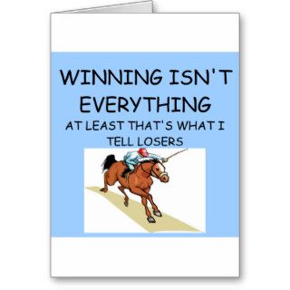 HORSE racing winner Greeting Cards