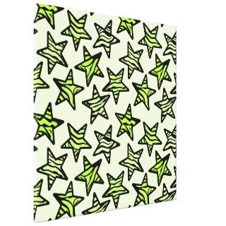Green yellow zebra print stars gallery wrapped canvas