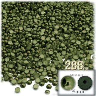 The Crafts Outlet 288 Piece Pearl Finish Half Dome Round Beads, 4mm, Olive Green