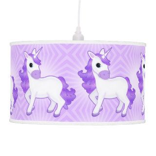 Cute Purple Cartoon Unicorn on Lilac Background Hanging Lamps
