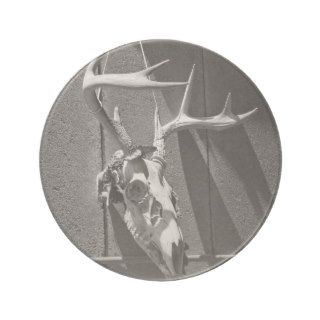 Deer Skull and Antlers in Black and White Drink Coaster