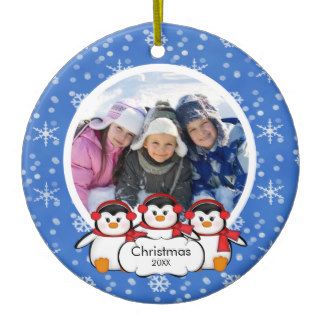 Family Photo Christmas Ornament Cute Penguins