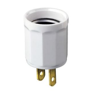 Leviton White Outlet to Socket Light Plug R52 00061 00W