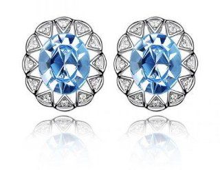 Charm Jewelry Swarovski Crystal Element 18k Gold Plated Light Sapphire Blue Moon Shadow Exquisite Fashion Stud Earrings Z#262 Zg4e054c Jewelry