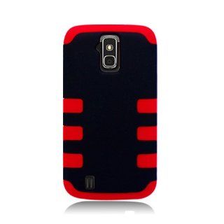 Black Red Hard Soft Gel Dual Layer Cover Case for ZTE Anthem 4G N910 Cell Phones & Accessories