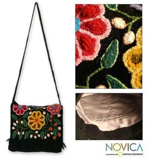 Wool 'Tarma Muse' Medium Flap Shoulder Bag (Peru) Novica Shoulder Bags
