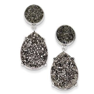 Sterling Silver And Gray Druzy Post Earrings Jewelry