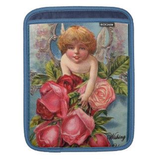 Cupid With Pink Roses Bouquet Sleeve For iPads