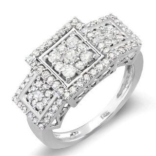 1.25 Carat (ctw) 14k White Gold Engagement Cocktail Round Diamond Ring 1 1/4 CT Jewelry