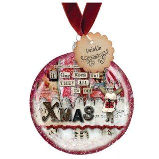 Santa Barbara Design Studio Sally Jean Holiday Glass Disc Ornament, Christmas Lights   Decorative Hanging Ornaments