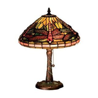Meyda Lighting 27158 16"H Tiffany Dragonfly W/ Twisted Fly Mosaic Base Accent Lamp    