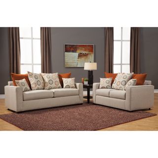 Furniture of America Dasher Contemporary Fabric 2 Piece Beige Sofa Love Set Furniture of America Living Room Sets
