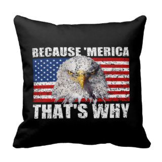 BECAUSE 'MERICA THAT'S WHY US Flag & Eagle Pillow
