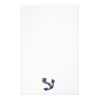 blue anchor and rope sailor boating design custom stationery