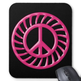 PINK & BLACK PEACE SIGN MOUSE PADS