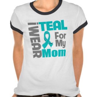 Mom   Teal Ribbon Ovarian Cancer Support Tee Shirt