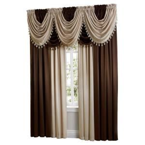 Hilton 38 in. L Beige Waterfall Valance with Fringe HIL5838BE