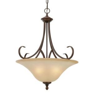 Illumine 3 Light Rubbed Bronze Pendant with Antique Marbled Glass Shade CLI GO6005BP3RBZ