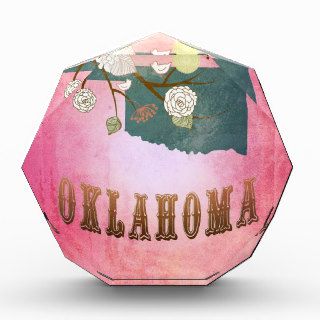 Modern Vintage Oklahoma State Map  Candy Pink Acrylic Award