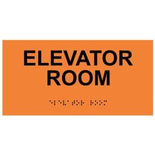 ADA Elevator Room Braille Sign RSME 303 BLKonORNG Wayfinding  Business And Store Signs 