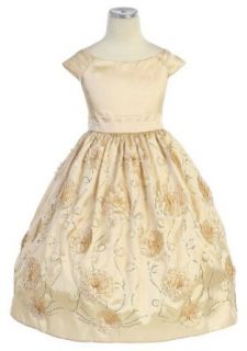 Flw & Sequin Embroidered Dress 2 Lt Gold (Sk 303) Clothing