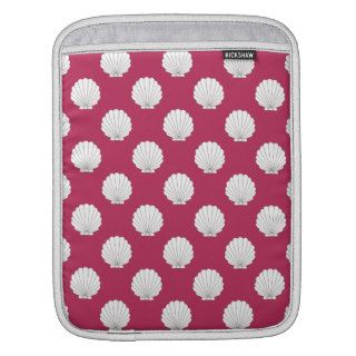 Dark Pink  White Clamshells Seashells Pattern iPad Sleeve