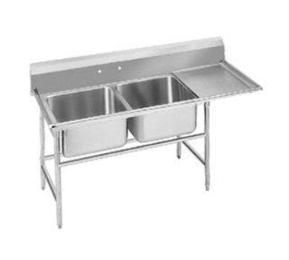Advance Tabco 9 82 40 24R Sink   (2) 28x20x12" Bowl, 24" Right Drainboard, 18 ga 304 Stainless, Each   Double Bowl Sinks  