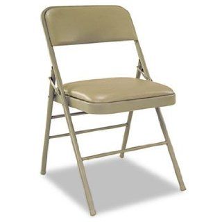 Bridgeport 60883TAP4   Deluxe Vinyl Padded Seat & Back Folding Chairs, Taupe, 4/Carton 