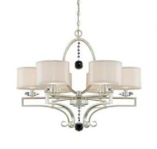 Savoy House 1 250 6 307 Rosendale Collection 6 Light Chandelier, Silver Sparkle Finish and Silver Fabric Shades    