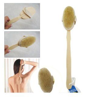 Natural Wood Bristle Spa Bath Shower Body Brush Long Handle Back Scrub Massage  Shower Leg Brush  Beauty