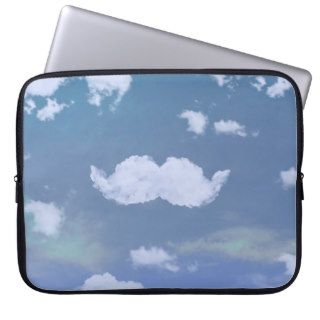 Funny Mustache Cool White Clouds Blue Skyscape Laptop Sleeve