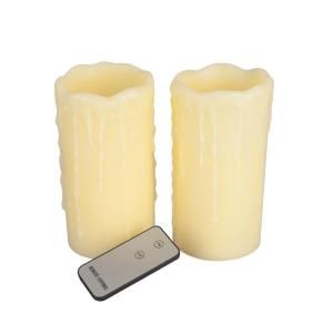 3.25 in. x 6.5 in. Wax Drip LED Remote Candle (Set of 2) 35917