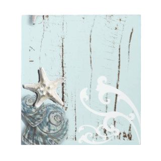 Romantic Elegant blue Seashell Beach decor Notepad