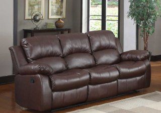 Homelegance 9700BRW 3 Double Reclining Sofa, Brown Bonded Leather   Faux Leather Sofa