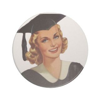 Vintage College Co Ed Graduation Woman Beverage Coasters