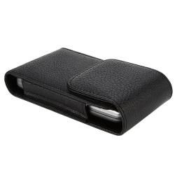 Black Synthetic Leather Phone Case with Magnetic Top Flap Eforcity Cases & Holders