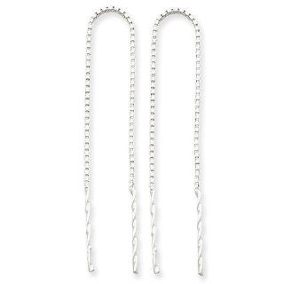 Sterling Silver Polished Spiral Bar Threader Earrings. Metal Wt  1.25g Dangle Earrings Jewelry