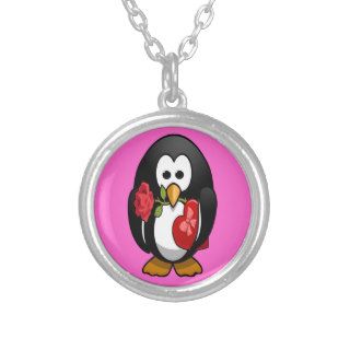 Cute Valentine's Day Penguin Funny Cartoon Custom Necklace