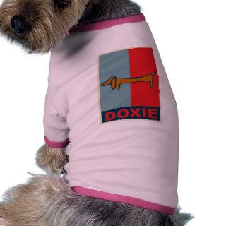 Weiner Dog,  Doxie Red and Blue Dog T Shirt