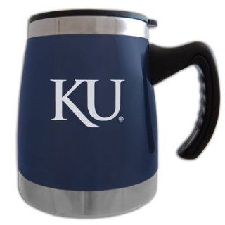 Kansas Jayhawks Kansas "ku" 16oz Travel Mug (Bu Blue / 16 OZ.)  Drinkware  Sports & Outdoors