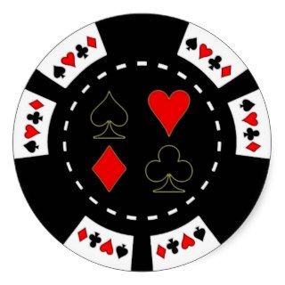 Card Suits Poker Chip Round Sticker