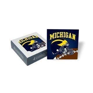 Set of 4 Ceramic Coasters (4"x4") Football Coaster Set Michigan Wolverines Beverage Drinkware  Sports & Outdoors