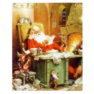 Santa Claus and His Elves Check His List Plaques