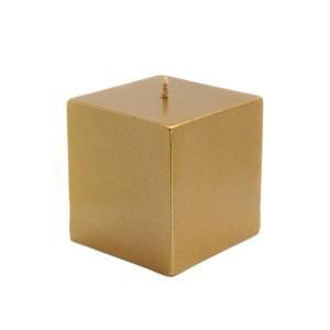 Zest Candle 3 in. x 3 in. Metallic Bronze Gold Square Pillar Candles Bulk (12 Case) CPZ 137_12