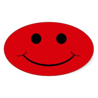 Red Oval Smiley Face Stickers