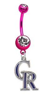 Colorado Rockies MLB PREMIUM Pink Titanium Anodized Sexy Belly Button Navel Ring Body Piercing Barbells Jewelry