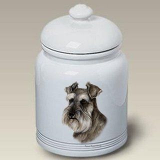 Schnauzer Grey Uncropped Dog Treat Jar by Tamara Burnett 